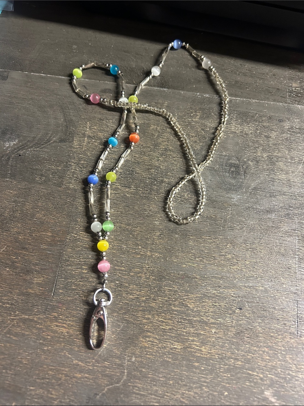 Beaded Multi-Color Glass Lanyard Necklace